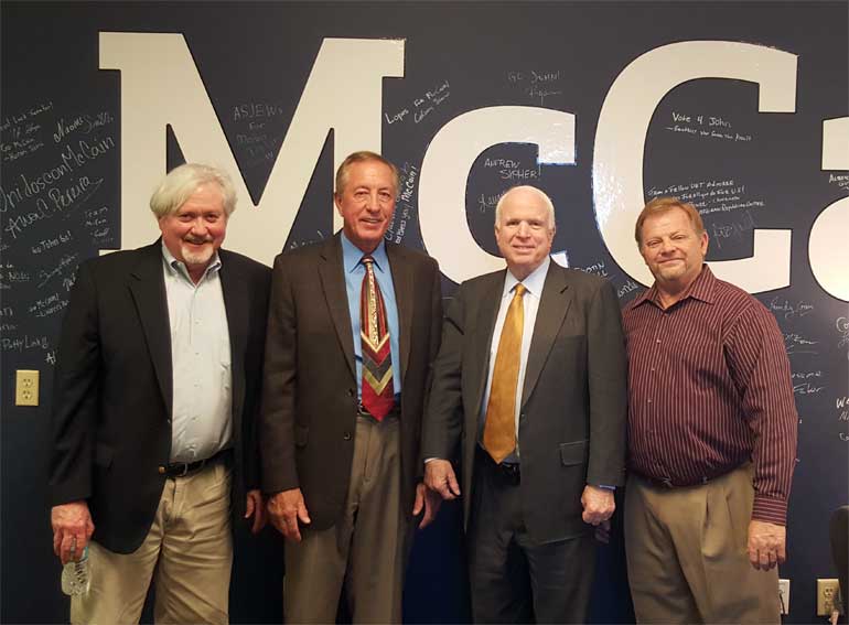 From left – Mike Low, NAIFA-Arizona lobbyist, Verl Naber, IFAPAC-Arizona Secretary/Treasurer, Senator John McCain and Jim Bennett, IFAPAC-Arizona Chair and NAIFA-Arizona National Committeeman.